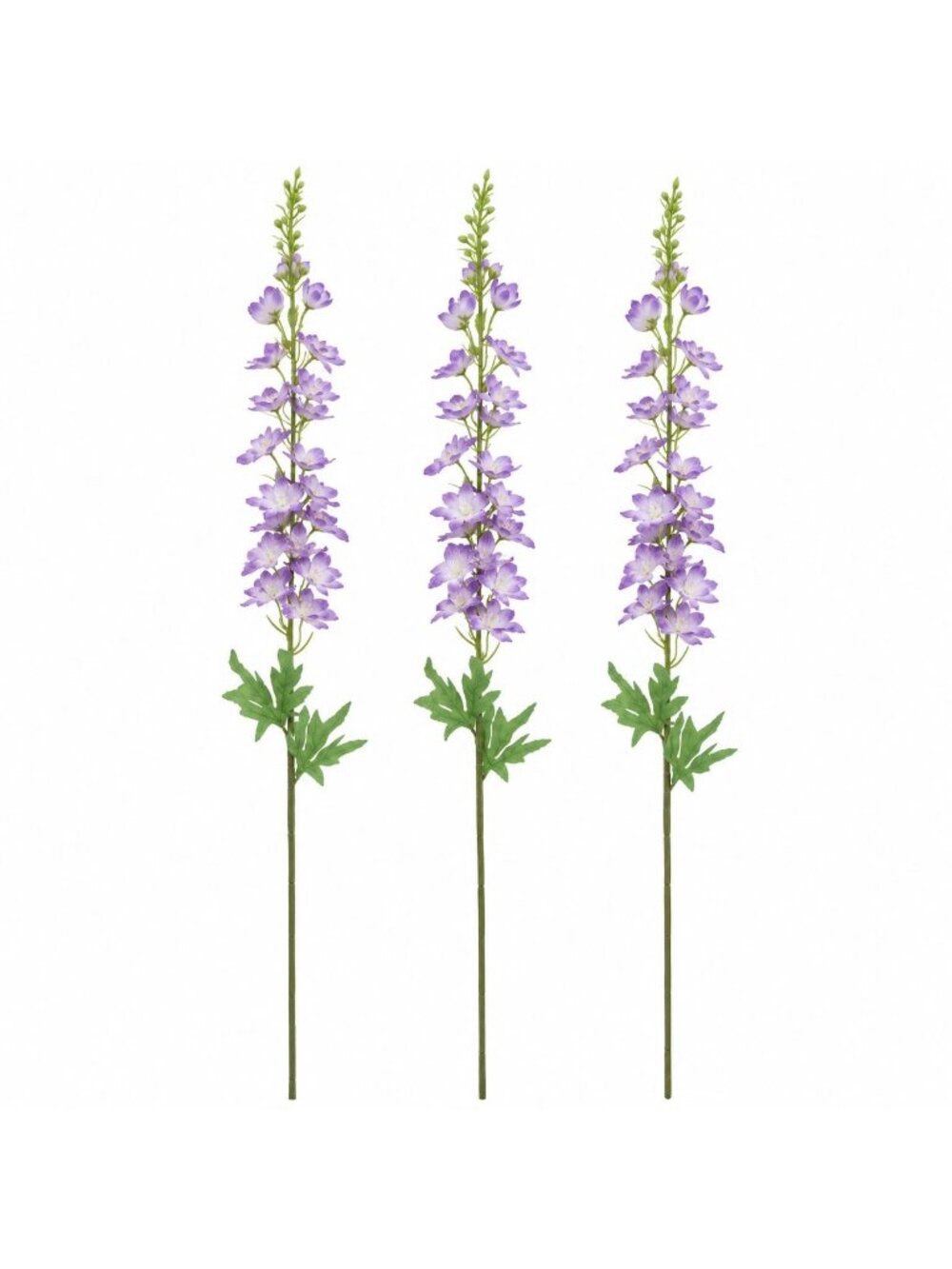 Lavender Delphinium Stems Set of 3 40 Inch Artificial Larkspur Flowers Tall Faux
